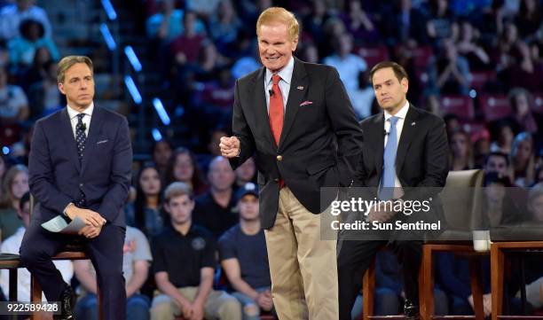 Sen. Bill Nelson asks for assault rifles to be removed from the streets during a CNN town hall meeting on Wednesday, Feb. 21 at the BB&T Center, in...