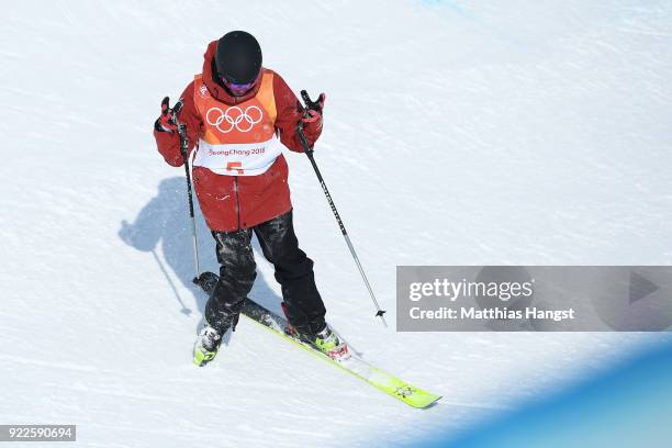 Kevin Rolland of France crashes during the Freestyle Skiing Men's Ski Halfpipe Final on day thirteen of the PyeongChang 2018 Winter Olympic Games at...