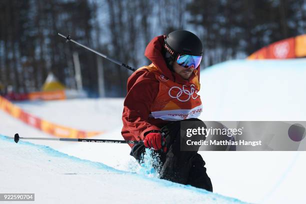 Kevin Rolland of France crashes during the Freestyle Skiing Men's Ski Halfpipe Final on day thirteen of the PyeongChang 2018 Winter Olympic Games at...