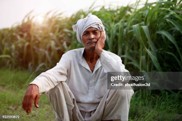 elderly farmer man lost in thought - worried farmer stock pictures, royalty-free photos & images