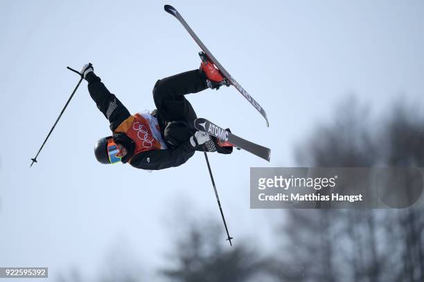 Beau-James Wells of New Zealand competes during the Freestyle Skiing Men's Ski Halfpipe Final on day thirteen of the PyeongChang 2018 Winter Olympic...