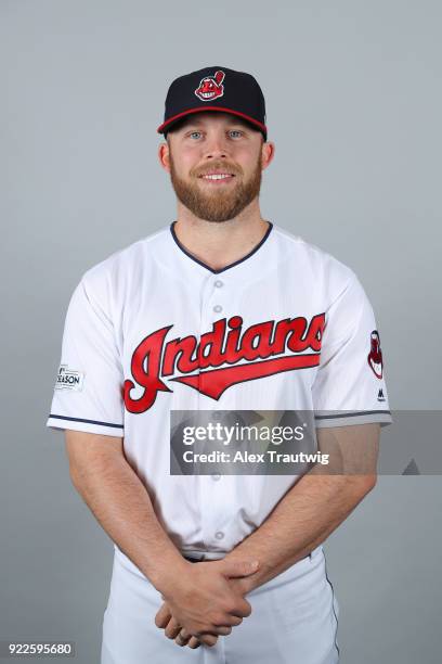 Cody Allen of the Cleveland Indians poses during Photo Day on Wednesday, February 21, 2018 at Goodyear Ballpark in Goodyear, Arizona.