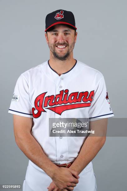 Lonnie Chisenhall of the Cleveland Indians poses during Photo Day on Wednesday, February 21, 2018 at Goodyear Ballpark in Goodyear, Arizona.
