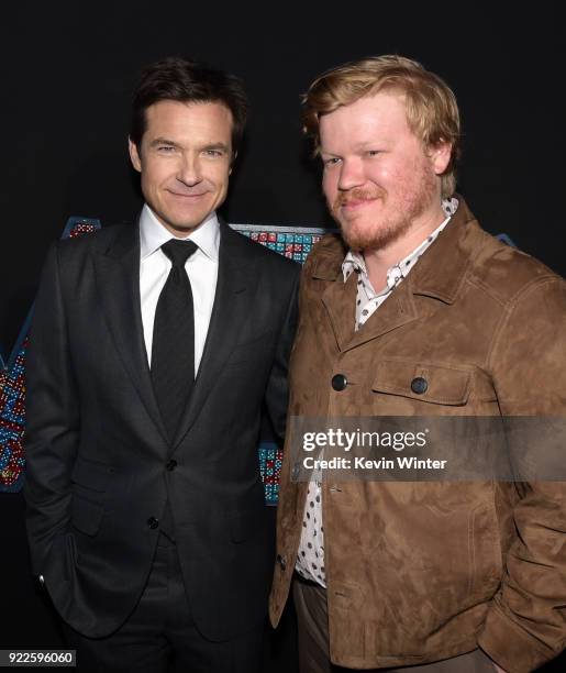 Jason Bateman and Jesse Plemons attend the premiere of New Line Cinema and Warner Bros. Pictures' "Game Night" at TCL Chinese Theatre on February 21,...