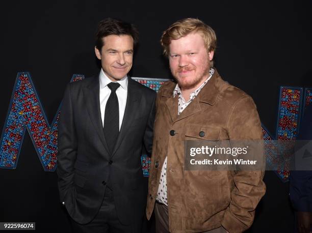 Jason Bateman and Jesse Plemons attend the premiere of New Line Cinema and Warner Bros. Pictures' "Game Night" at TCL Chinese Theatre on February 21,...