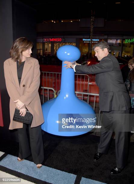 Kyle Chandler and Kathryn Chandler attend the premiere of New Line Cinema and Warner Bros. Pictures' "Game Night" at TCL Chinese Theatre on February...