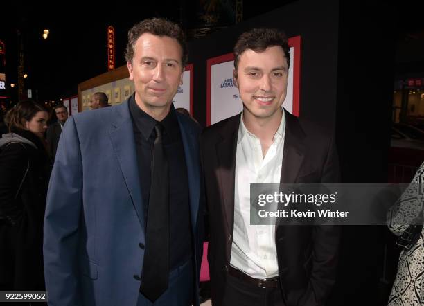 Jonathan Goldstein and John Francis Daley attend the premiere of New Line Cinema and Warner Bros. Pictures' "Game Night" at TCL Chinese Theatre on...