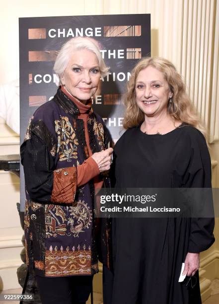 Actresses Ellen Burstyn and Carol Kane attend the cocktail reception and after party following the "Notes From The Field" New York screening at The...