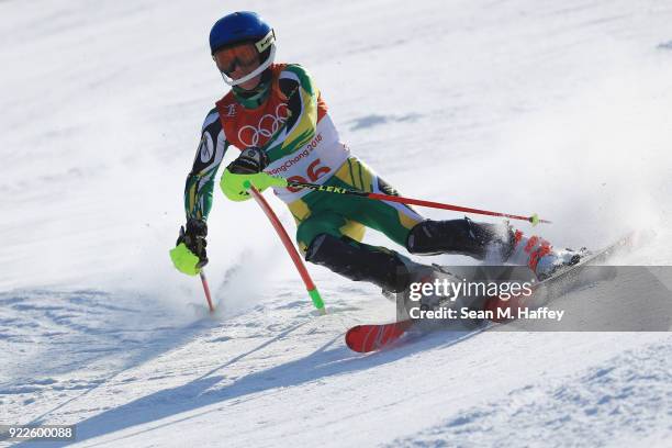 Connor Wilson of South Africa competes during the Men's Slalom on day 13 of the PyeongChang 2018 Winter Olympic Games at Yongpyong Alpine Centre on...