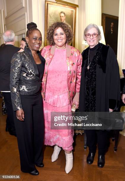 First Lady of New York City Chirlane McCray, actress, playwright and executive producer Anna Deavere Smith, and director Kristi Zea attend the...