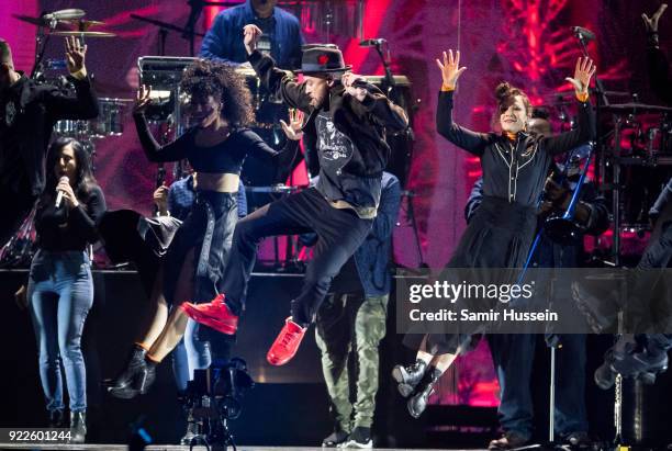 Justin Timberlake performs at The BRIT Awards 2018 held at The O2 Arena on February 21, 2018 in London, England.