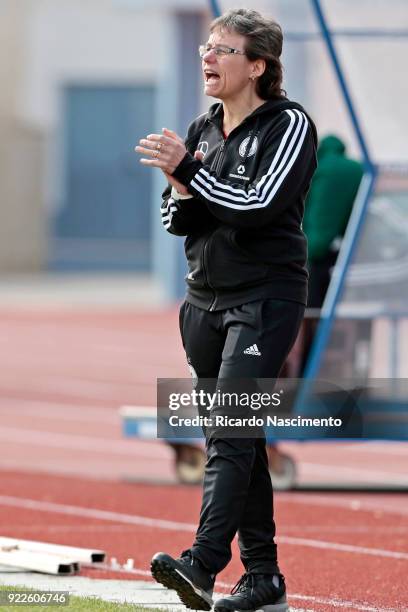 Ulrike Ballweg, Head Coach of U16 Girls Germany gestures during UEFA Development Tournament match between U16 Girls Germany and U16 Girls Italy at...