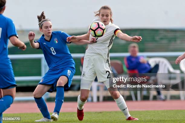 Donata von Achten of Girls Germany U16 challenges Valentina Gallazzi of Girls Italy U16 during UEFA Development Tournament match between U16 Girls...