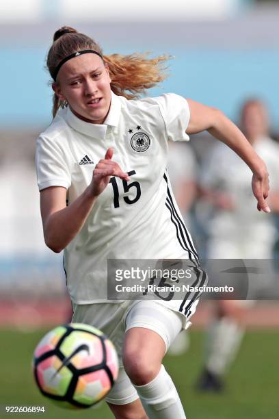Samantha Kuhen of Girls Germany U16 during UEFA Development Tournament match between U16 Girls Germany and U16 Girls Italy at VRSA Stadium on...