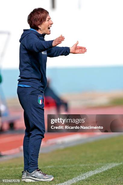 Nazzarena Grilli, Head Coach of U16 Girls Italy gestures during UEFA Development Tournament match between U16 Girls Germany and U16 Girls Italy at...