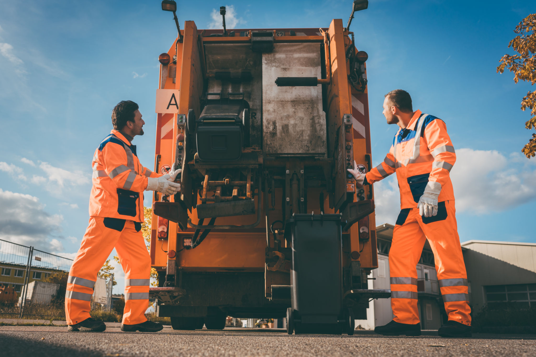 emptying trash bins