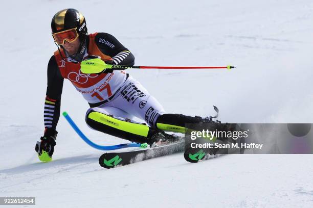 Fritz Dopfer of Germany competes during the Men's Slalom on day 13 of the PyeongChang 2018 Winter Olympic Games at Yongpyong Alpine Centre on...