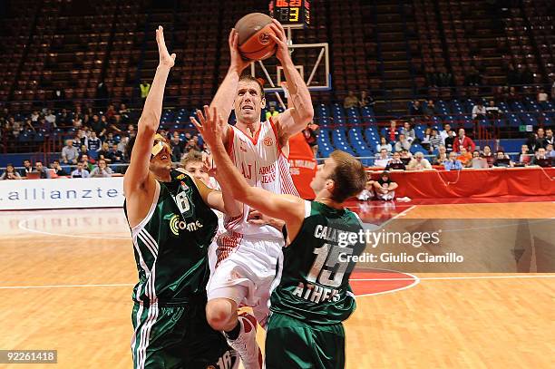 Mason Rocca, #12 of Armani Jeans Milano in action during the Euroleague Basketball Regular Season Game Day match 1 between Armani Jeans Milano vs...