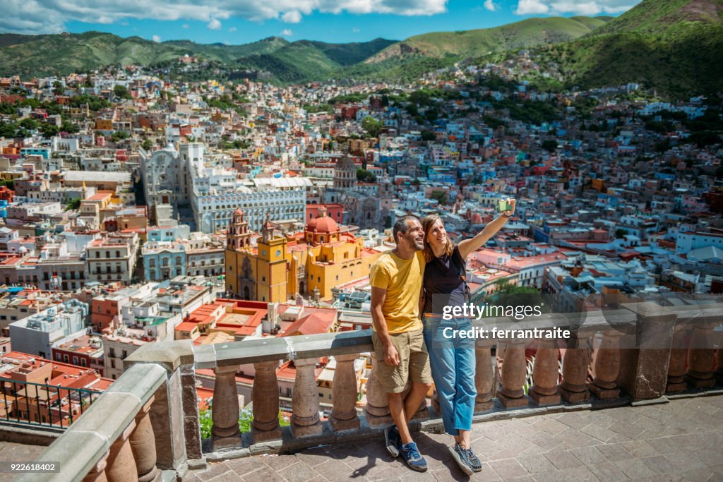 Couple visiting Guanajuato Mexico