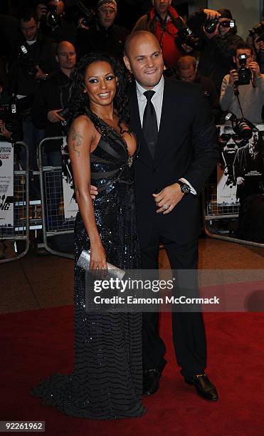 Melanie Brown and Stephen Belafonte attend the premiere of 'Dead Man Running' at the Odeon Leicester Square on October 22, 2009 in London, England.