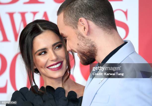 Cheryl and Liam Payne attend The BRIT Awards 2018 held at The O2 Arena on February 21, 2018 in London, England.