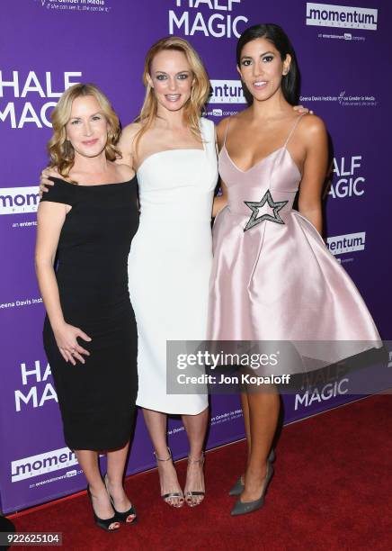 Angela Kinsey, Heather Graham, and Stephanie Beatriz attend the Los Angeles Premiere "Half Magic" at The London West Hollywood on February 21, 2018...