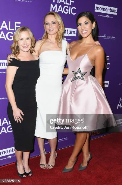 Angela Kinsey, Heather Graham, and Stephanie Beatriz attend the Los Angeles Premiere "Half Magic" at The London West Hollywood on February 21, 2018...