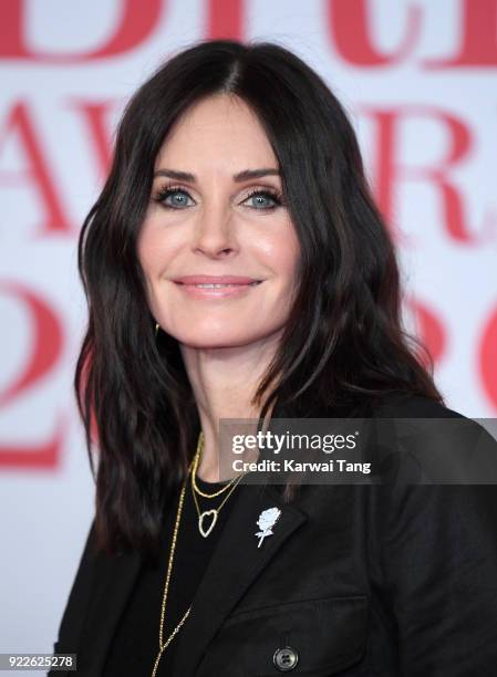 Courteney Cox attends The BRIT Awards 2018 held at The O2 Arena on February 21, 2018 in London, England.