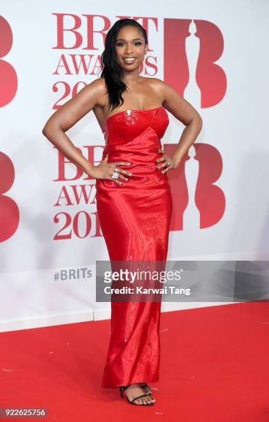 Jennifer Hudson attends The BRIT Awards 2018 held at The O2 Arena on February 21, 2018 in London, England.