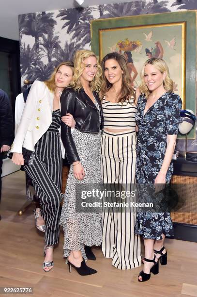 Sara Foster, Veronica Swanson Beard, Veronica Miele Beard and Allison Wise attend Veronica Beard LA Store Opening on February 21, 2018 in Los...