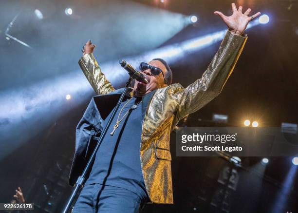 Charlie Wilson of The Gap Band performs at Little Caesars Arena on February 21, 2018 in Detroit, Michigan.