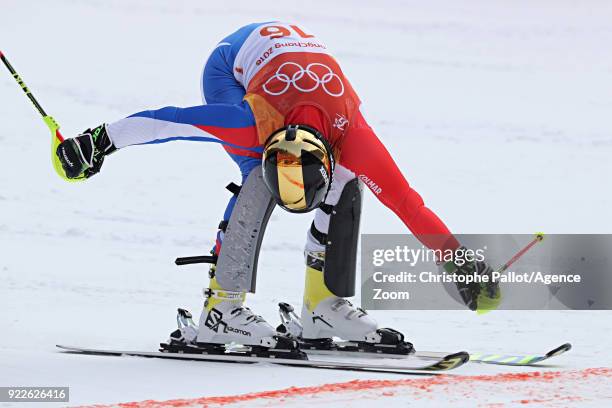 Victor Muffat-jeandet of France competes during the Alpine Skiing Men's Slalom at Yongpyong Alpine Centre on February 22, 2018 in Pyeongchang-gun,...