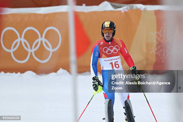 Victor Muffat-jeandet of France competes during the Alpine Skiing Men's Slalom at Yongpyong Alpine Centre on February 22, 2018 in Pyeongchang-gun,...