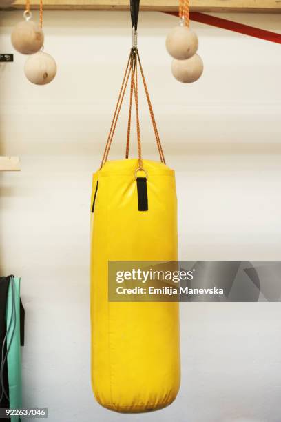 yellow punching bag - boxboll bildbanksfoton och bilder