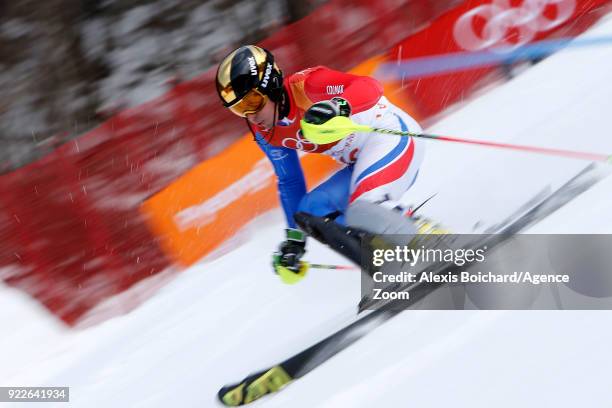 Victor Muffat-jeandet of France competes during the Alpine Skiing Men's Slalom at Yongpyong Alpine Centre on February 22, 2018 in Pyeongchang-gun,...