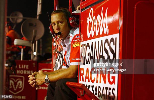 Lee McCall crew chief of the Coors Lite Ganassi Racing Dodge Intrepid R/T during the NASCAR Winston Cup Series Pepsi 400 on July 6, 2002 at Daytona...