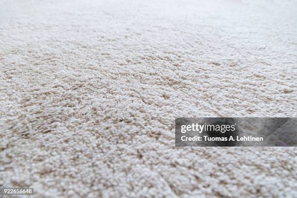 close-up of a white shaggy carpet, shallow depth of field - moquette foto e immagini stock