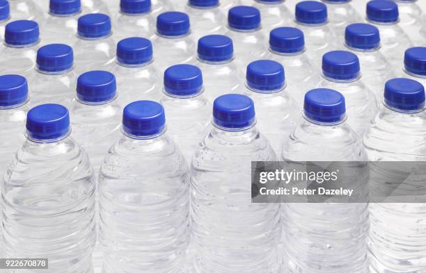 production line of drinking water bottles - bottle bildbanksfoton och bilder