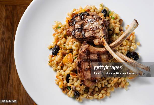 lamb chops with pilau - lamb chop stock pictures, royalty-free photos & images