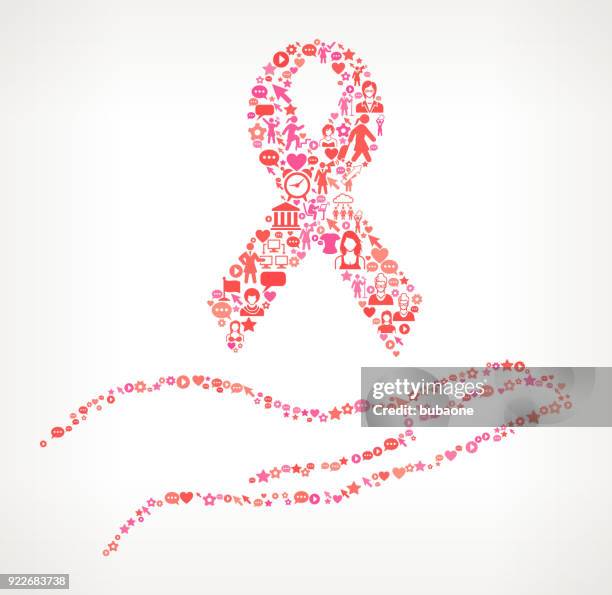 ribbon & hand  women's rights and girl power icon pattern - childrens health fund 2018 annual benefit stock illustrations