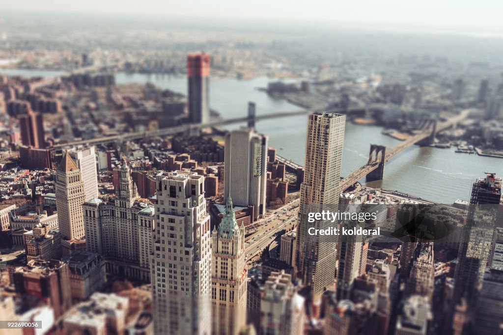 Lower Manhattan. Two Bridges, Brooklyn Bridge, Manhattan Bridge