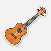 Sticker of small classical wooden guitar