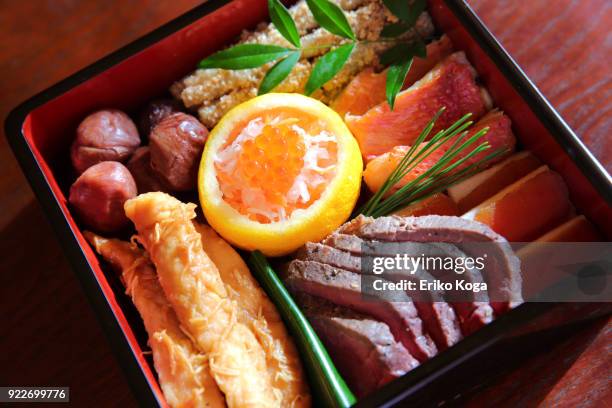 japanese traditional new year's food called osechi - greater burdock stock pictures, royalty-free photos & images