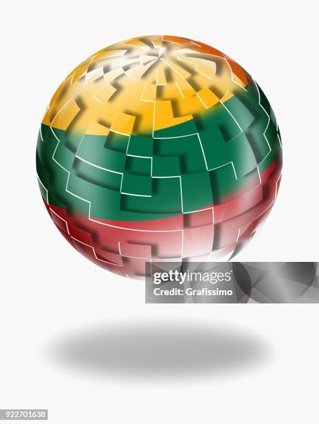 lithuania button with lithuanian flag isolated on white - football logo stock illustrations