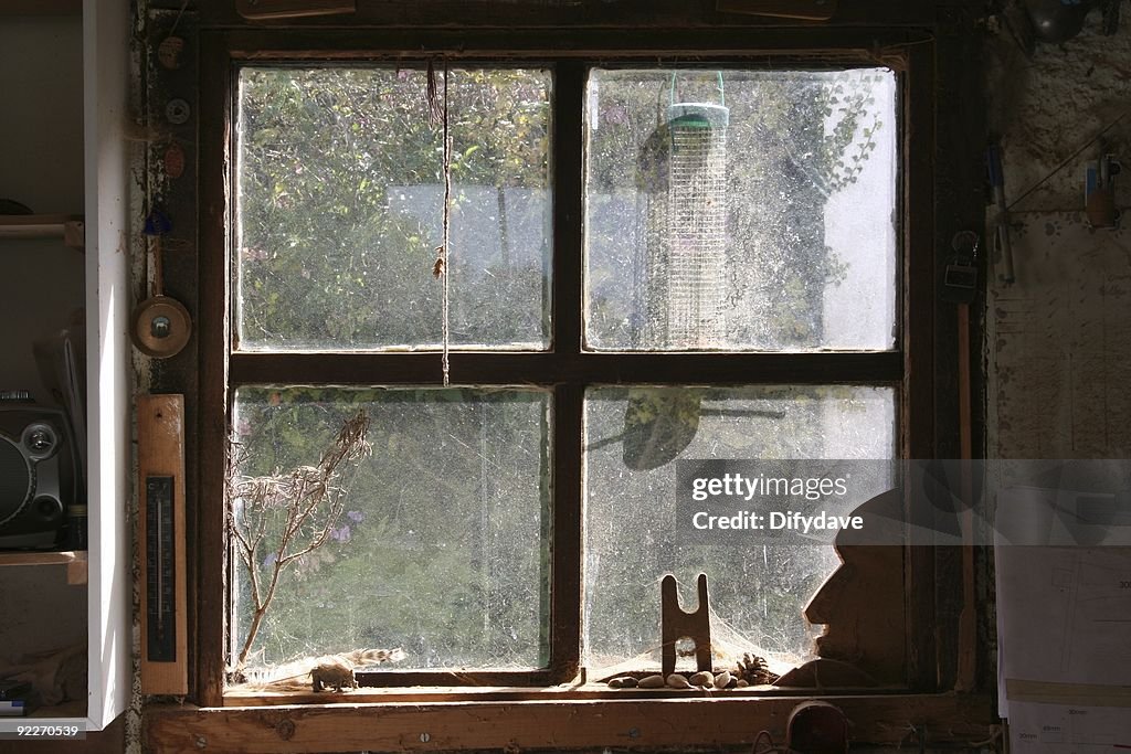 Dusty Window In Woodworking Workshop