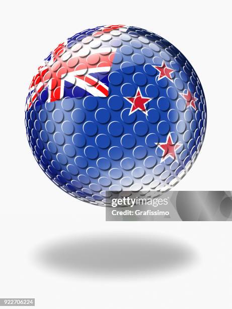 stockillustraties, clipart, cartoons en iconen met nieuw-zeeland knop bol met vlag geïsoleerd op wit - new zealand icons