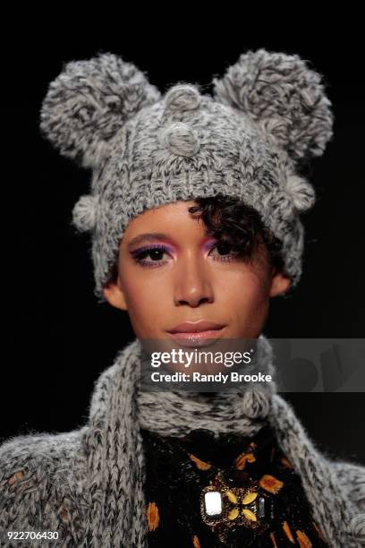 Model walks the runway during the Anna Sui fashion show; February 2018 - New York Fashion Week: The Shows at Gallery I at Spring Studios on February...