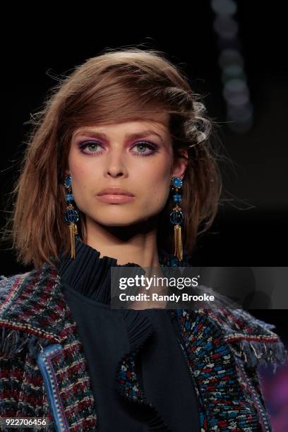 Model walks the runway during the Anna Sui fashion show; February 2018 - New York Fashion Week: The Shows at Gallery I at Spring Studios on February...