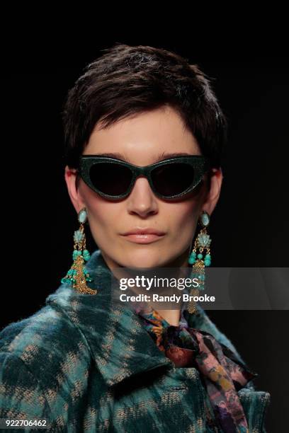 Model walks the runway during the Anna Sui fashion show; February 2018 - New York Fashion Week: The Shows at Gallery I at Spring Studios on February...