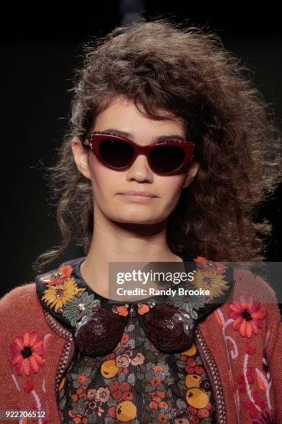 Model walks the runway during the Anna Sui fashion show; February 2018 - New York Fashion Week: The Shows at Gallery I at Spring Studios on February...